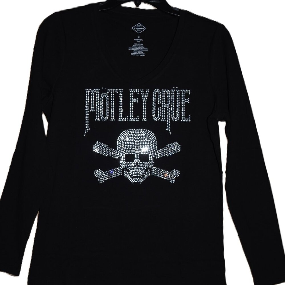 Motley Crue Rhinestone long sleeved Vneck shirt XS S M L XL XXL 1X 2X 3X 4X 5X - Picture 5 of 7